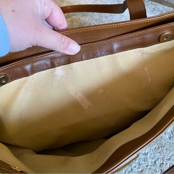 Bally Vintage RARE Monogrammed B Medium Tote Bag Purse Handbag Brown Tan Leather - Picture 10 of 16